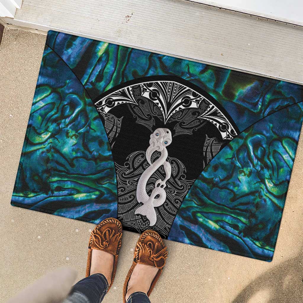 New Zealand Aotearoa Rubber Doormat Maori Taniwha Paua Shell LT05 - Polynesian Pride