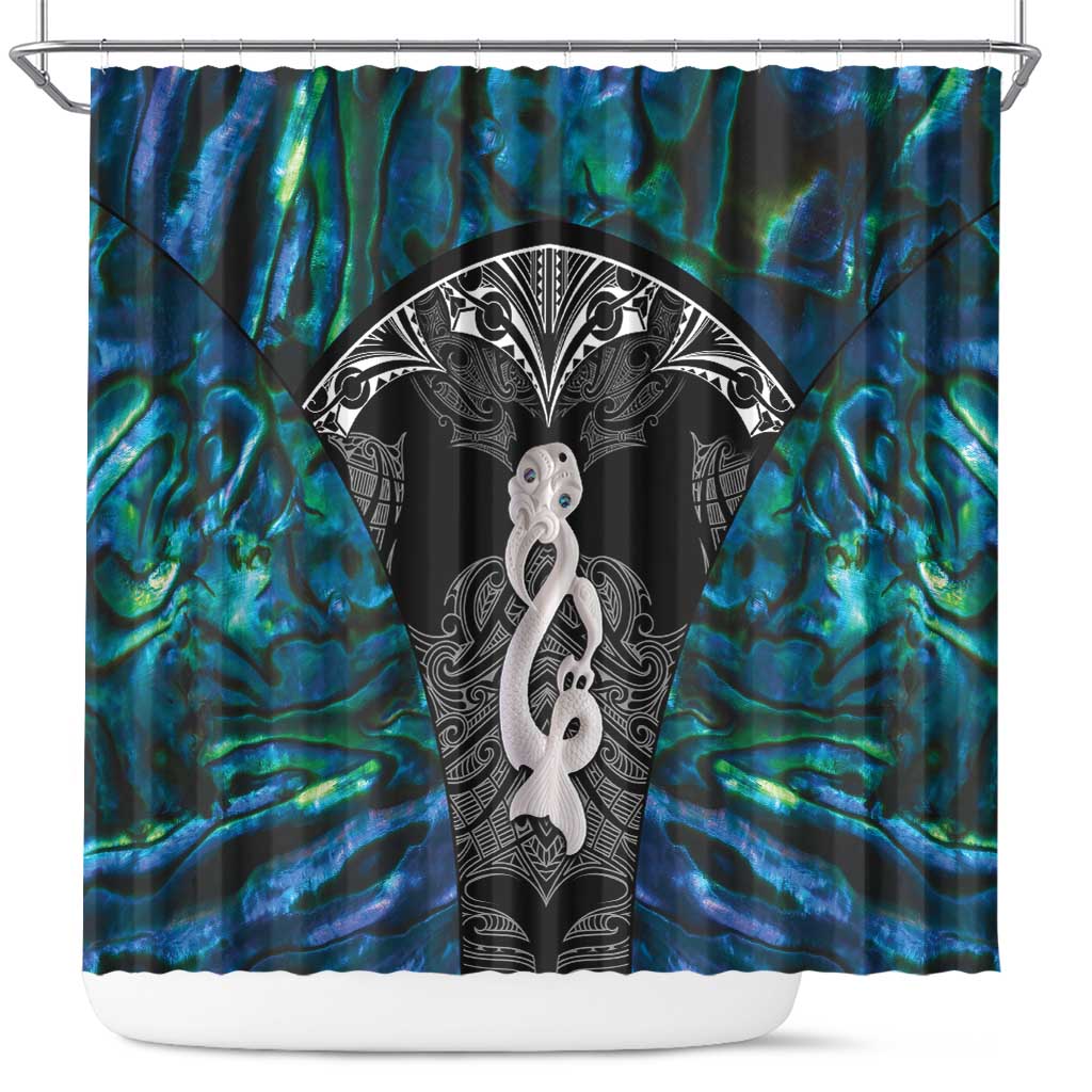 New Zealand Aotearoa Shower Curtain Maori Taniwha Paua Shell