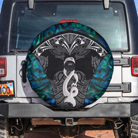 New Zealand Aotearoa Spare Tire Cover Maori Taniwha Paua Shell LT05 Black - Polynesian Pride