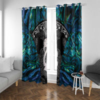 New Zealand Aotearoa Window Curtain Maori Taniwha Paua Shell LT05 With Grommets Black - Polynesian Pride