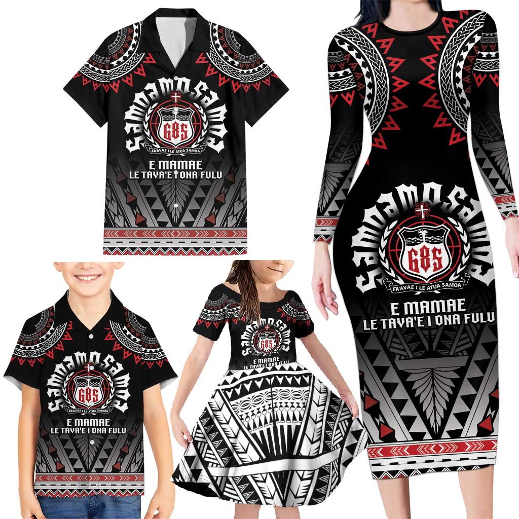 Personalised Samoa Black Saturday Family Matching Long Sleeve Bodycon Dress and Hawaiian Shirt Samoa For Samoans