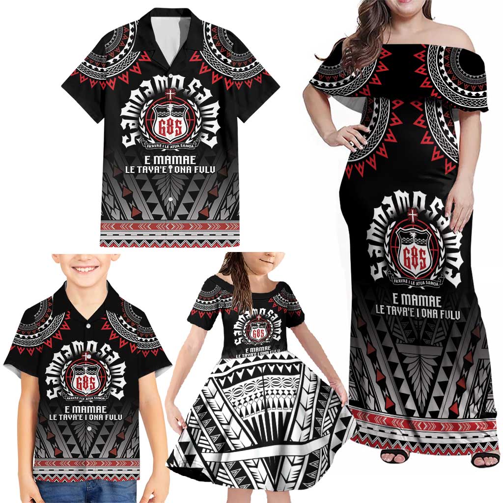 Personalised Samoa Black Saturday Family Matching Off Shoulder Maxi Dress and Hawaiian Shirt Samoa For Samoans