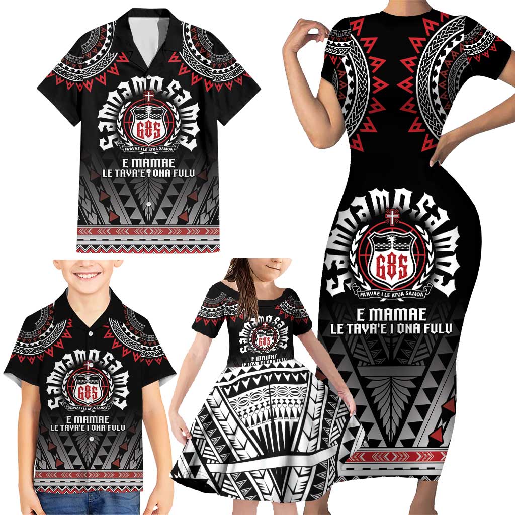 Personalised Samoa Black Saturday Family Matching Short Sleeve Bodycon Dress and Hawaiian Shirt Samoa For Samoans