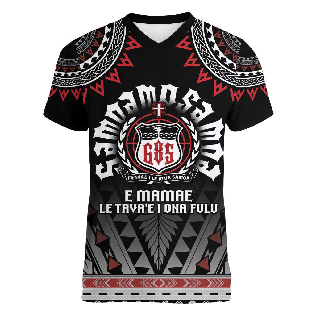 Personalised Samoa Black Saturday Women V-Neck T-Shirt Samoa For Samoans LT05 Female Black - Polynesian Pride