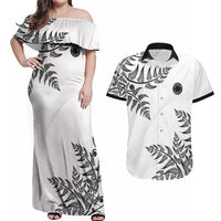 Custom New Zealand Football Couples Matching Off Shoulder Maxi Dress and Hawaiian Shirt Aotearoa Pride - Polynesian Pride