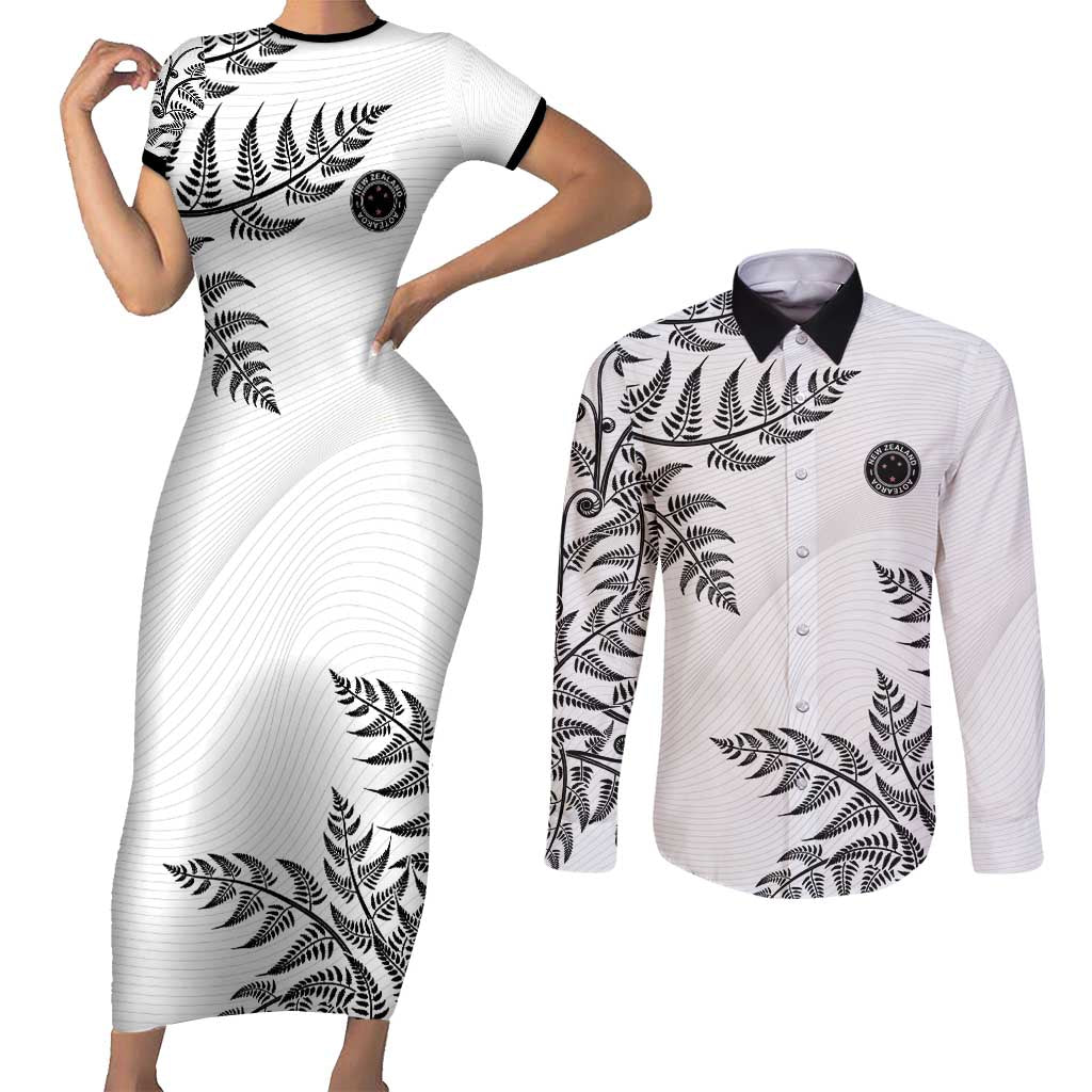 Custom New Zealand Football Couples Matching Short Sleeve Bodycon Dress and Long Sleeve Button Shirt Aotearoa Pride - Polynesian Pride