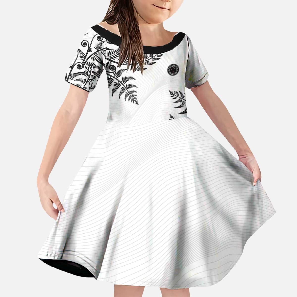 Custom New Zealand Football Family Matching Off The Shoulder Long Sleeve Dress and Hawaiian Shirt Aotearoa Pride - Polynesian Pride