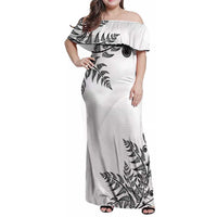 Custom New Zealand Football Family Matching Off Shoulder Maxi Dress and Hawaiian Shirt Aotearoa Pride - Polynesian Pride