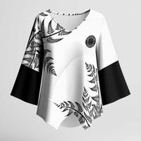 Custom New Zealand Football Kimono Sleeve Blouse Aotearoa Pride LT05 Female White - Polynesian Pride
