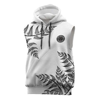Custom New Zealand Football Sleeveless Hoodie Aotearoa Pride LT05 White - Polynesian Pride