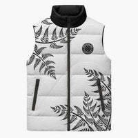 Custom New Zealand Football Sleeveless Puffer Jacket Aotearoa Pride LT05 Unisex White - Polynesian Pride