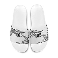 Custom New Zealand Football Slide Sandals Aotearoa Pride LT05 White - Polynesian Pride