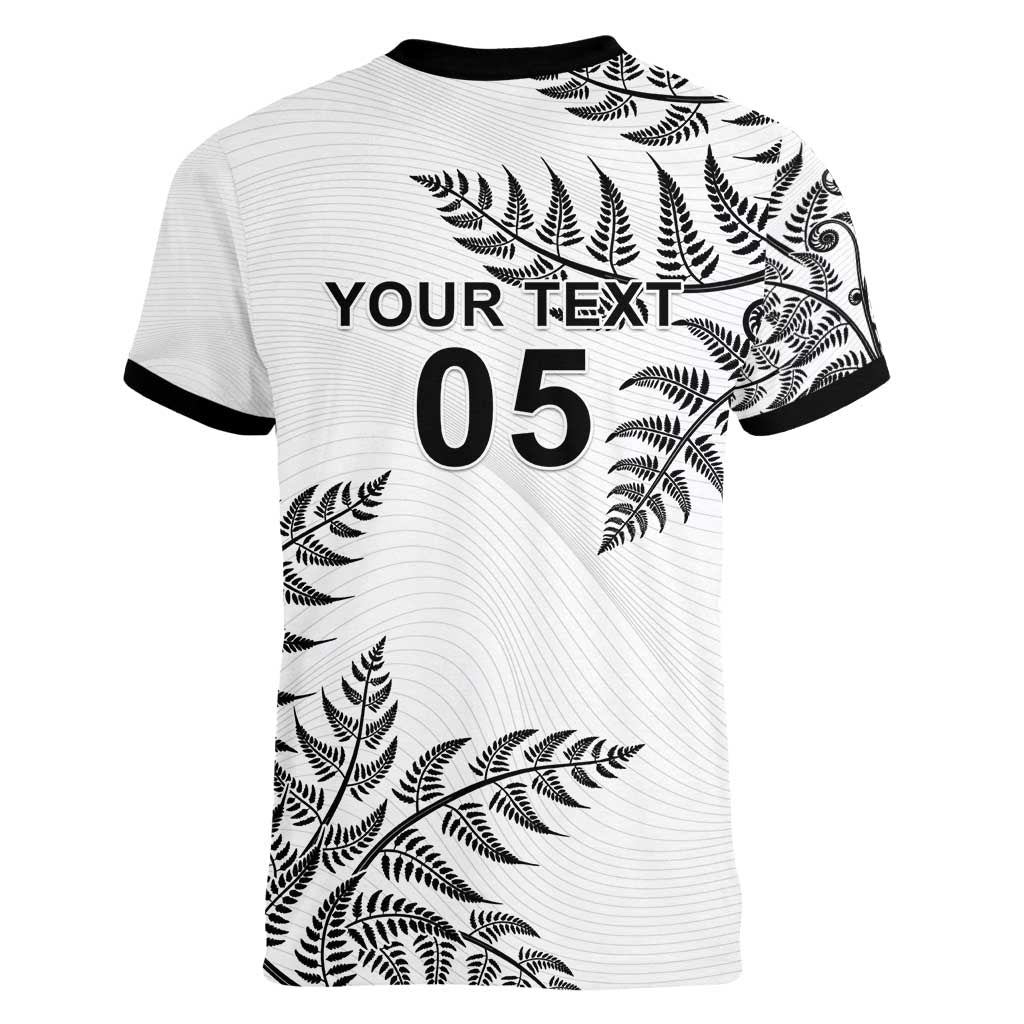 Custom New Zealand Football Women V-Neck T-Shirt Aotearoa Pride - Polynesian Pride