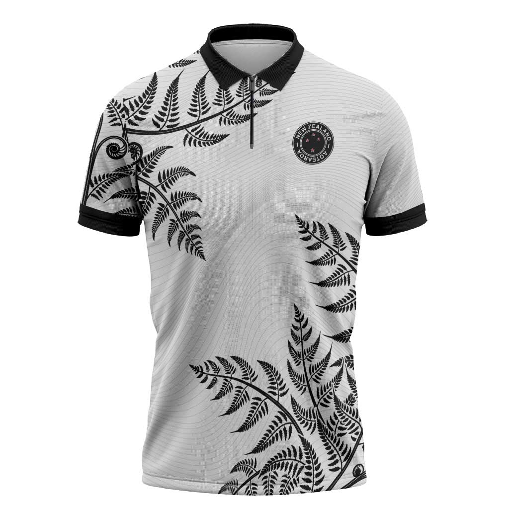Custom New Zealand Football Zipper Polo Shirt Aotearoa Pride - Polynesian Pride