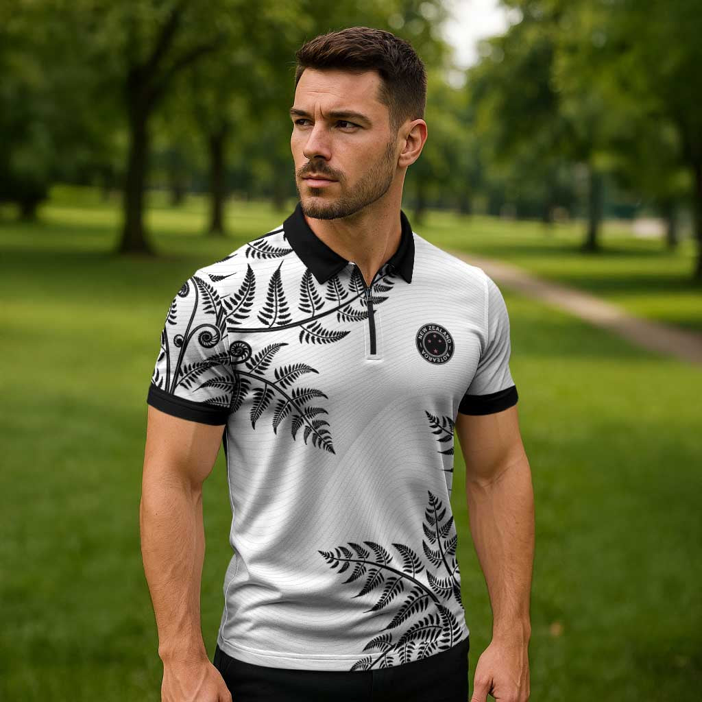 Custom New Zealand Football Zipper Polo Shirt Aotearoa Pride LT05 - Polynesian Pride