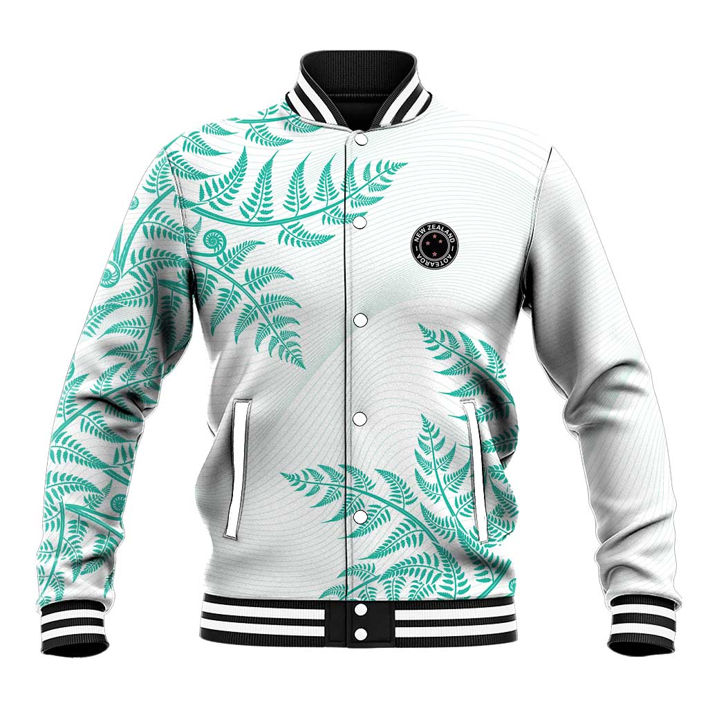 Custom New Zealand Football Baseball Jacket Aotearoa Pride Aqua Version - Polynesian Pride