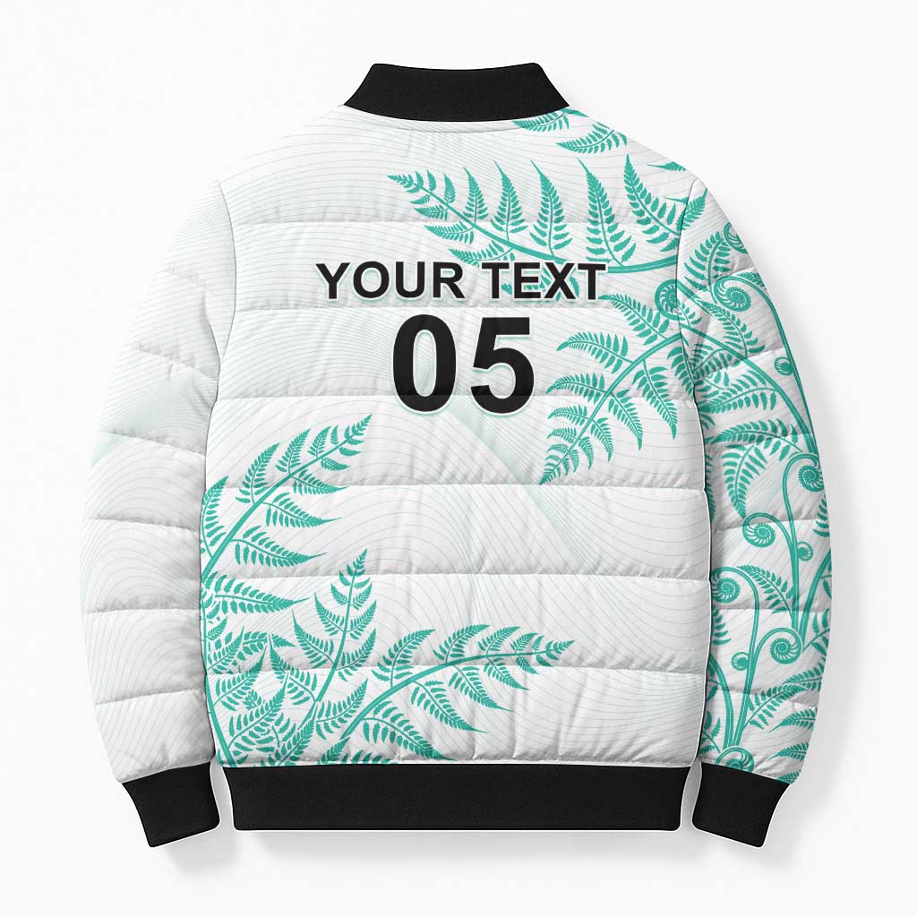 Custom New Zealand Football Bomber Puffer Jacket Aotearoa Pride Aqua Version LT05 - Polynesian Pride