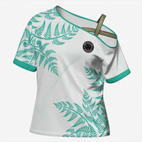 Custom New Zealand Football Cross Shoulder Shirt Aotearoa Pride Aqua Version LT05 Female Aqua - Polynesian Pride