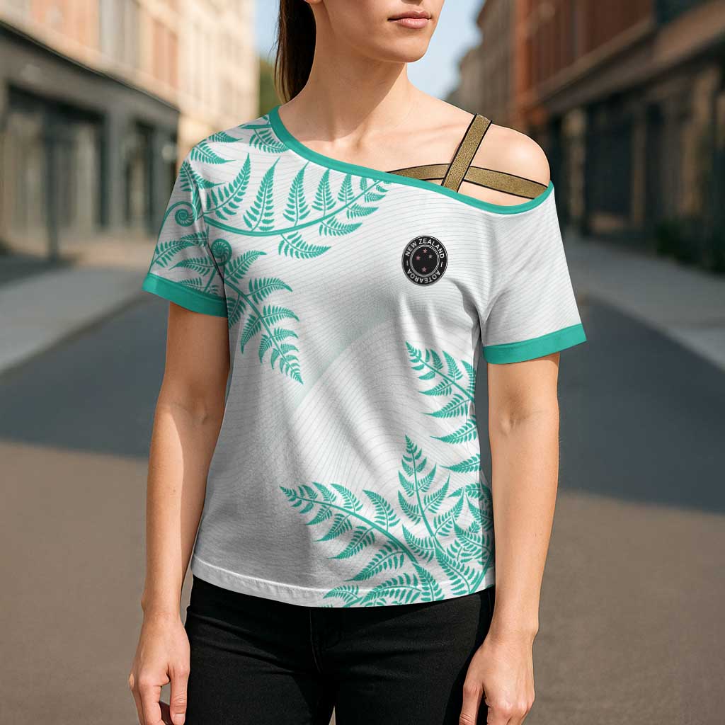 Custom New Zealand Football Cross Shoulder Shirt Aotearoa Pride Aqua Version LT05 - Polynesian Pride