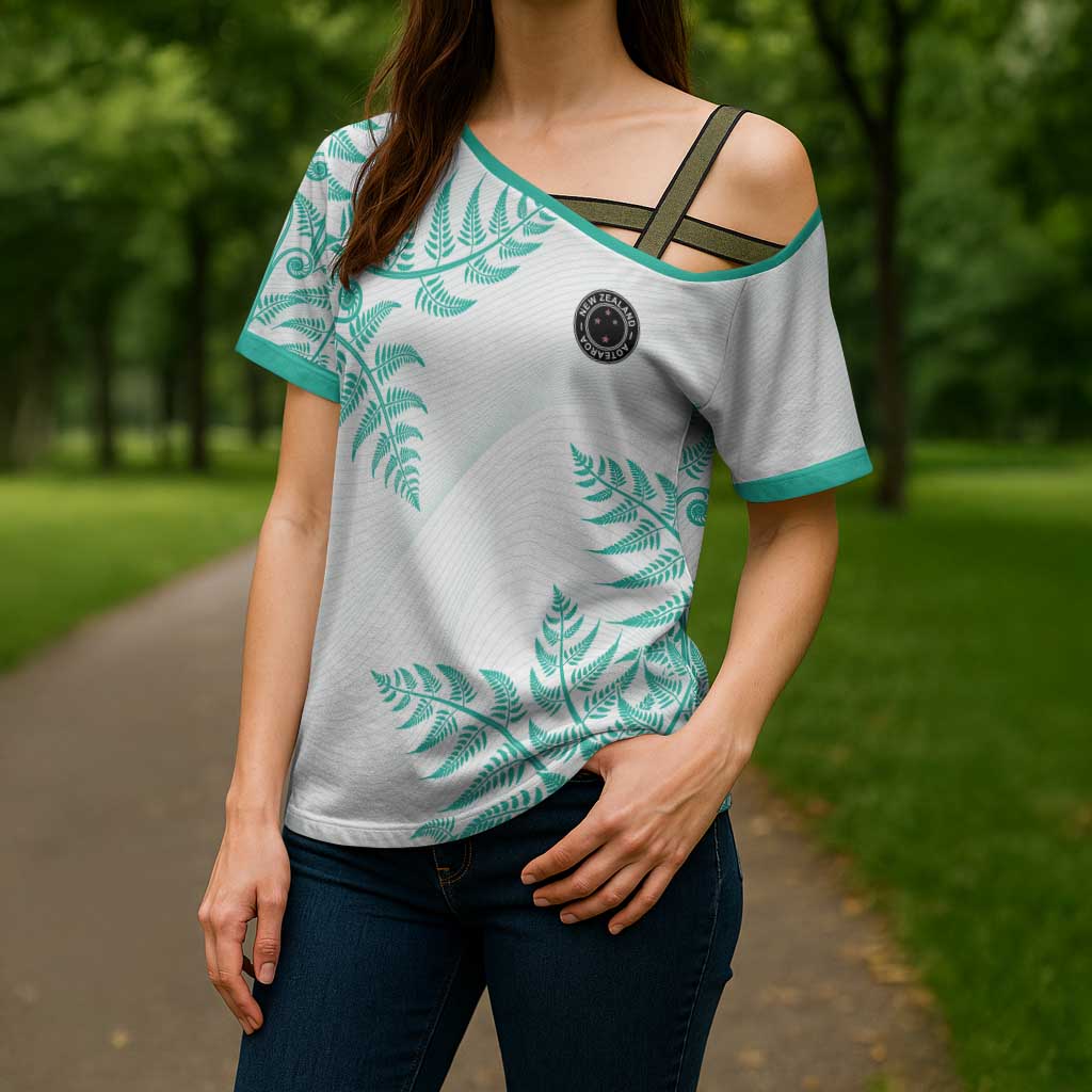 Custom New Zealand Football Cross Shoulder Shirt Aotearoa Pride Aqua Version LT05 - Polynesian Pride