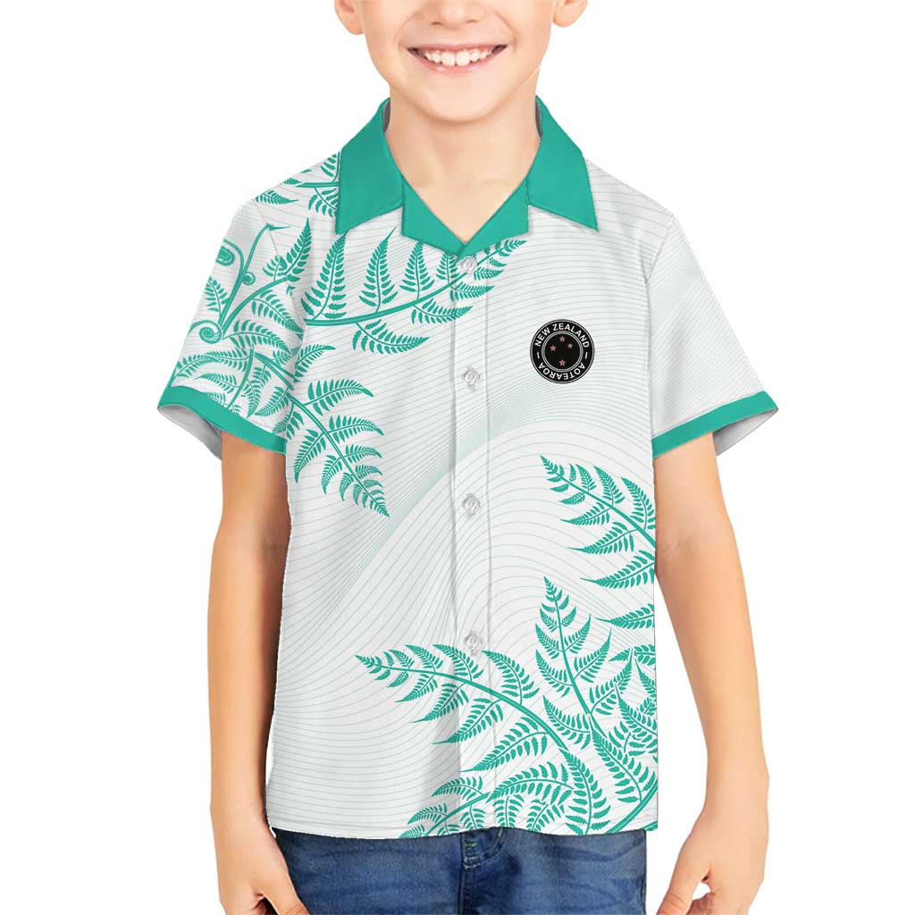 Custom New Zealand Football Family Matching Off Shoulder Short Dress and Hawaiian Shirt Aotearoa Pride Aqua Version - Polynesian Pride