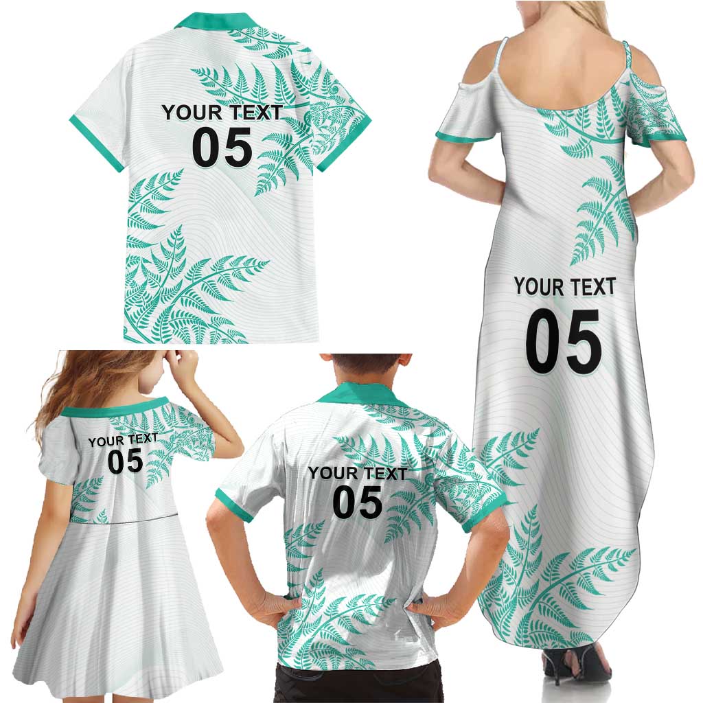 Custom New Zealand Football Family Matching Summer Maxi Dress and Hawaiian Shirt Aotearoa Pride Aqua Version - Polynesian Pride