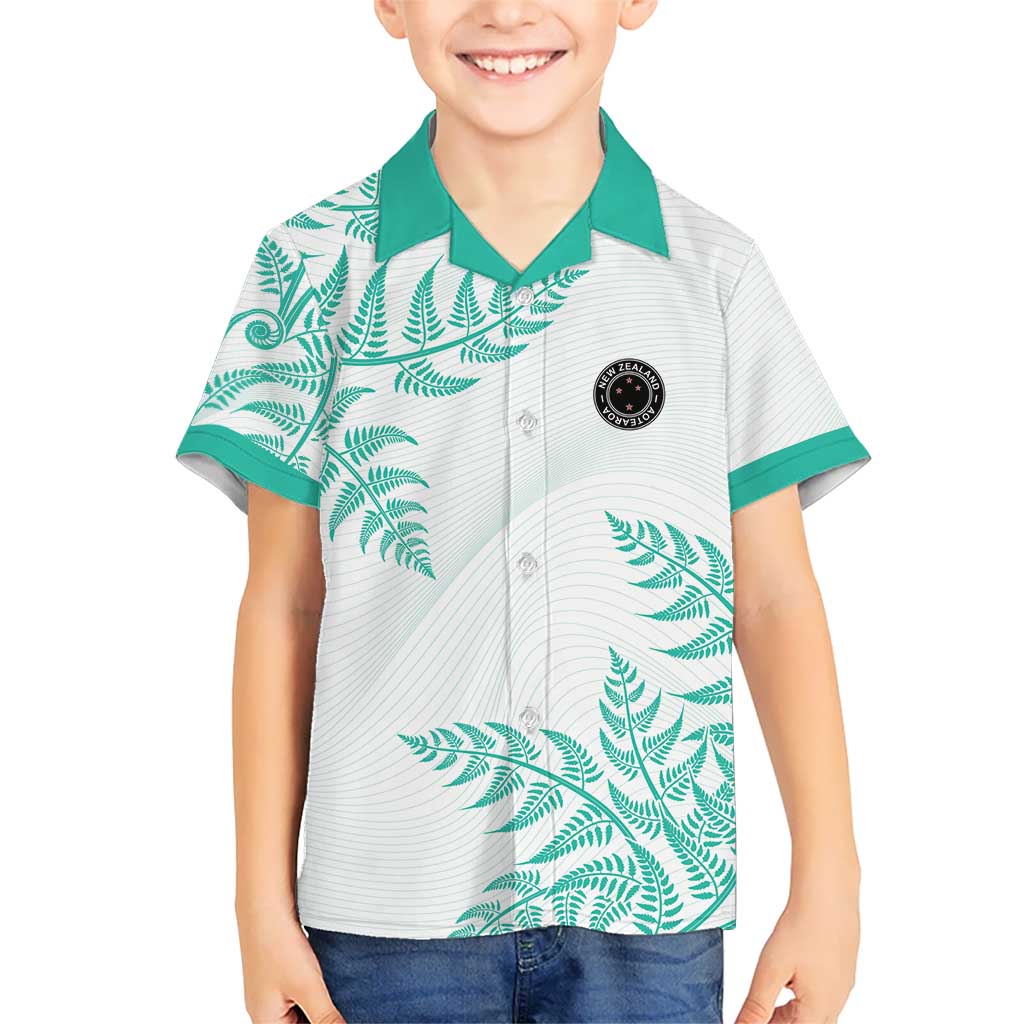 Custom New Zealand Football Kid Hawaiian Shirt Aotearoa Pride Aqua Version - Polynesian Pride