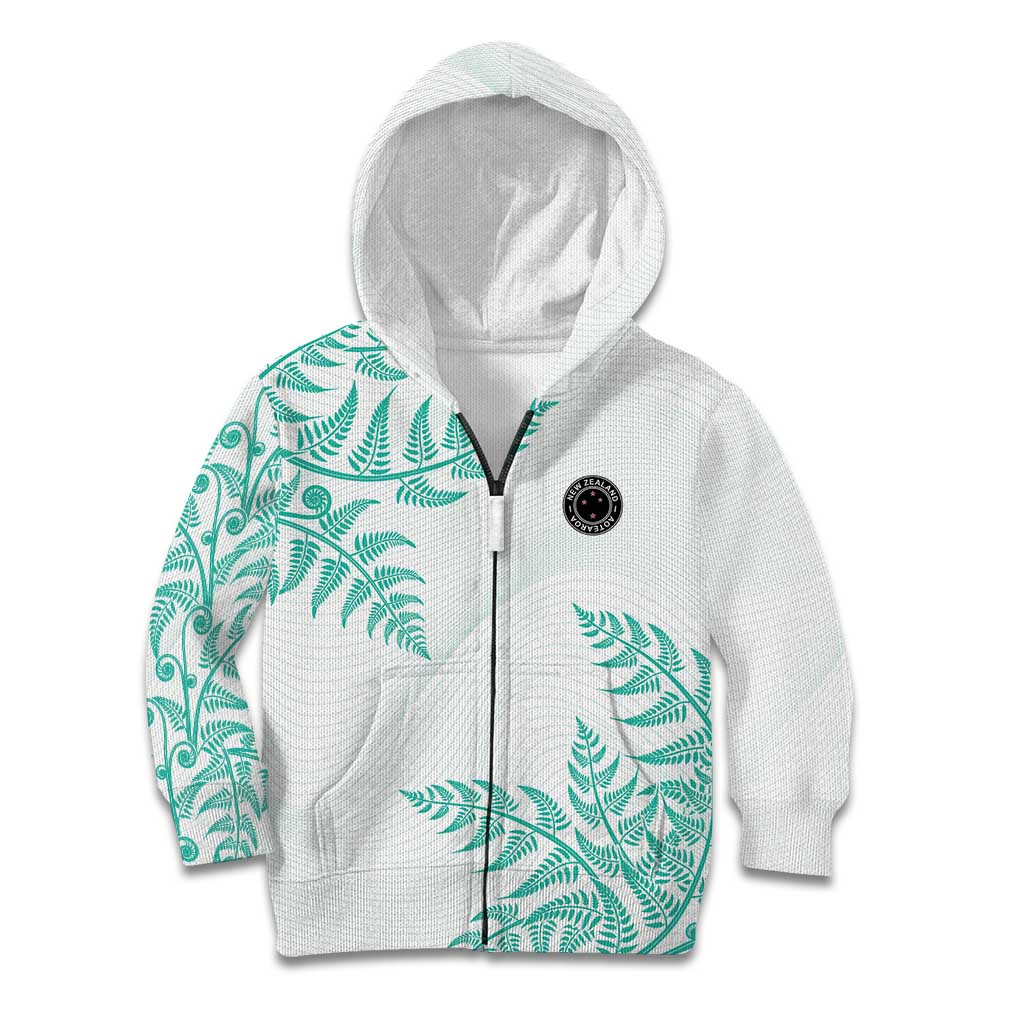 Custom New Zealand Football Kid Hoodie Aotearoa Pride Aqua Version - Polynesian Pride