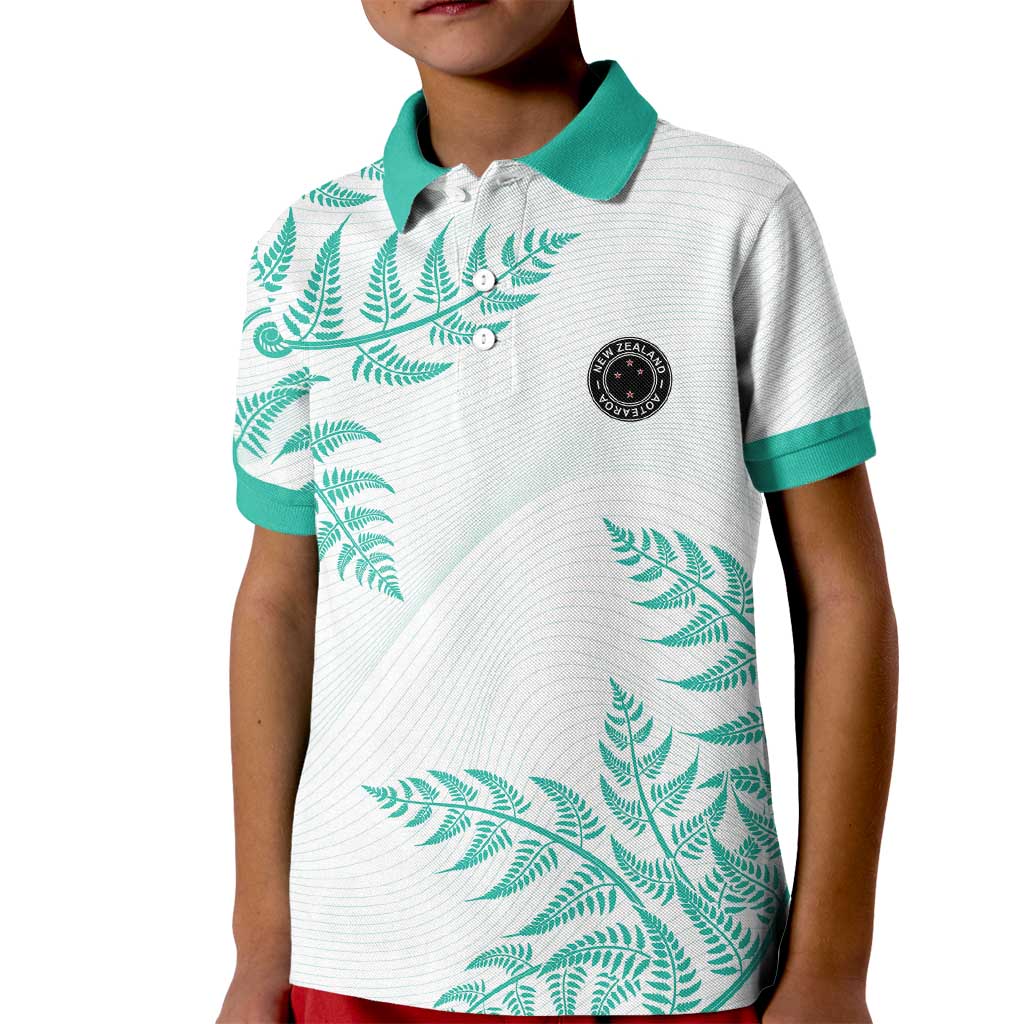 Custom New Zealand Football Kid Polo Shirt Aotearoa Pride Aqua Version - Polynesian Pride