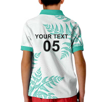 Custom New Zealand Football Kid Polo Shirt Aotearoa Pride Aqua Version - Polynesian Pride