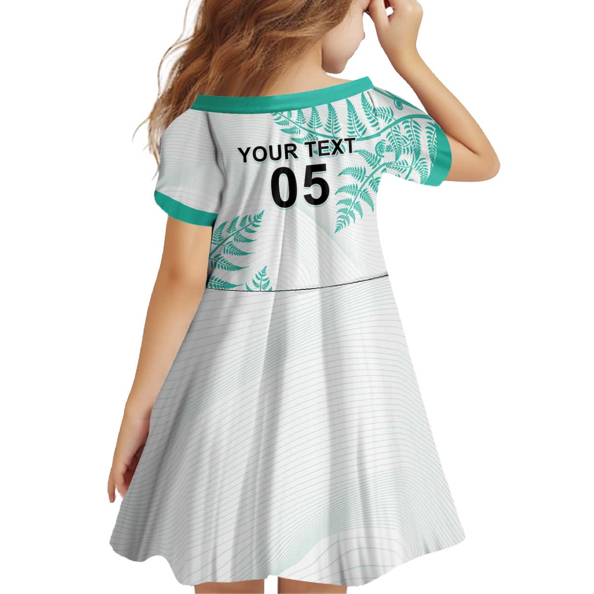 Custom New Zealand Football Kid Short Sleeve Dress Aotearoa Pride Aqua Version LT05 - Polynesian Pride