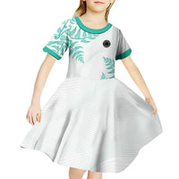 Custom New Zealand Football Kid Short Sleeve Dress Aotearoa Pride Aqua Version LT05 - Polynesian Pride