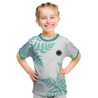 Custom New Zealand Football Kid T Shirt Aotearoa Pride Aqua Version - Polynesian Pride