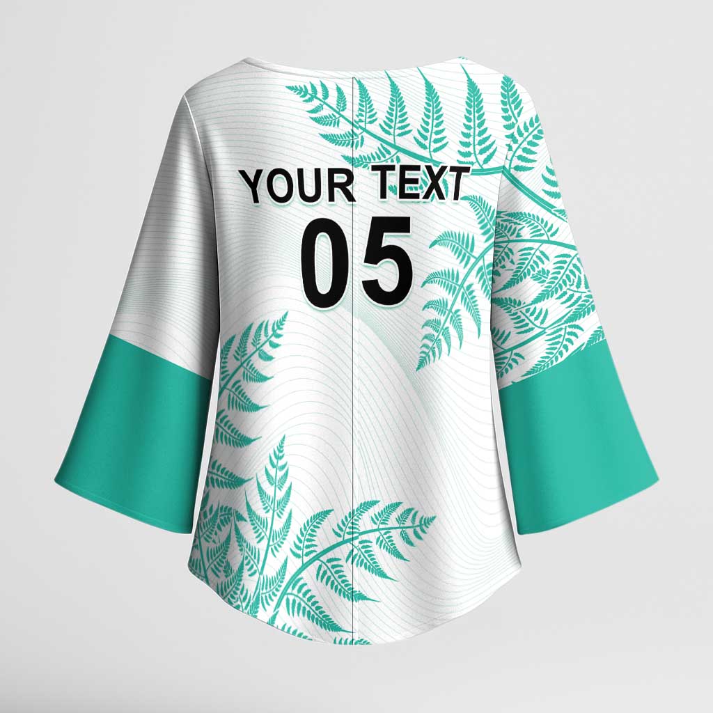 Custom New Zealand Football Kimono Sleeve Blouse Aotearoa Pride Aqua Version LT05 - Polynesian Pride