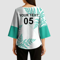 Custom New Zealand Football Kimono Sleeve Blouse Aotearoa Pride Aqua Version LT05 - Polynesian Pride