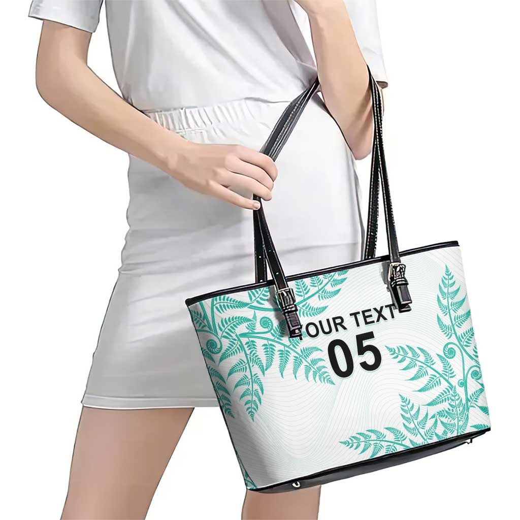 Custom New Zealand Football Leather Tote Bag Aotearoa Pride Aqua Version - Polynesian Pride
