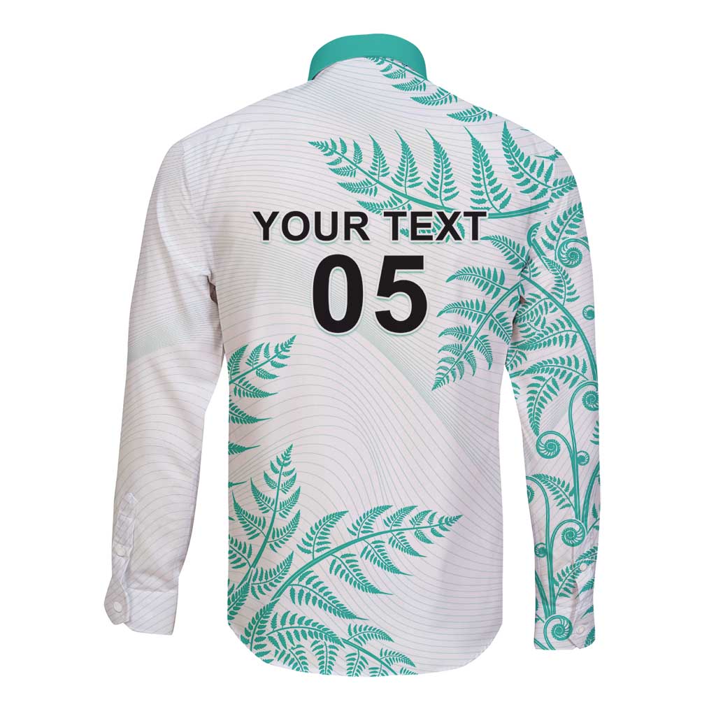 Custom New Zealand Football Long Sleeve Button Shirt Aotearoa Pride Aqua Version LT05 - Polynesian Pride