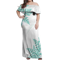 Custom New Zealand Football Off Shoulder Maxi Dress Aotearoa Pride Aqua Version LT05 Women Aqua - Polynesian Pride