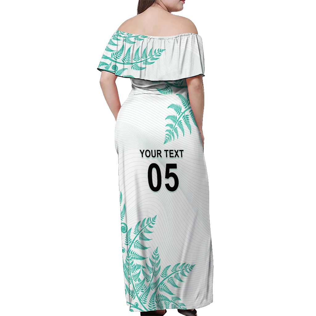 Custom New Zealand Football Off Shoulder Maxi Dress Aotearoa Pride Aqua Version LT05 - Polynesian Pride