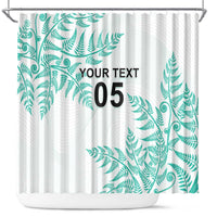 Custom New Zealand Football Shower Curtain Aotearoa Pride Aqua Version - Polynesian Pride