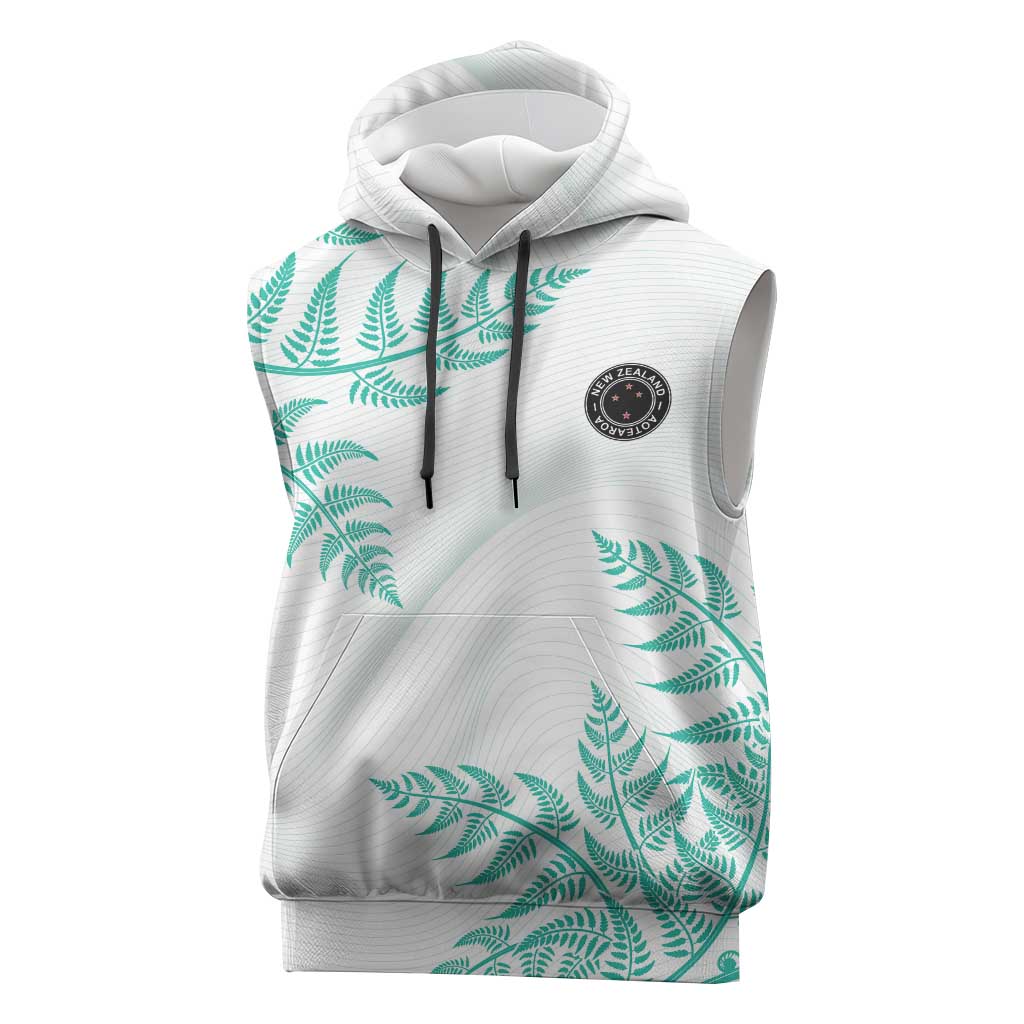Custom New Zealand Football Sleeveless Hoodie Aotearoa Pride Aqua Version LT05 Aqua - Polynesian Pride