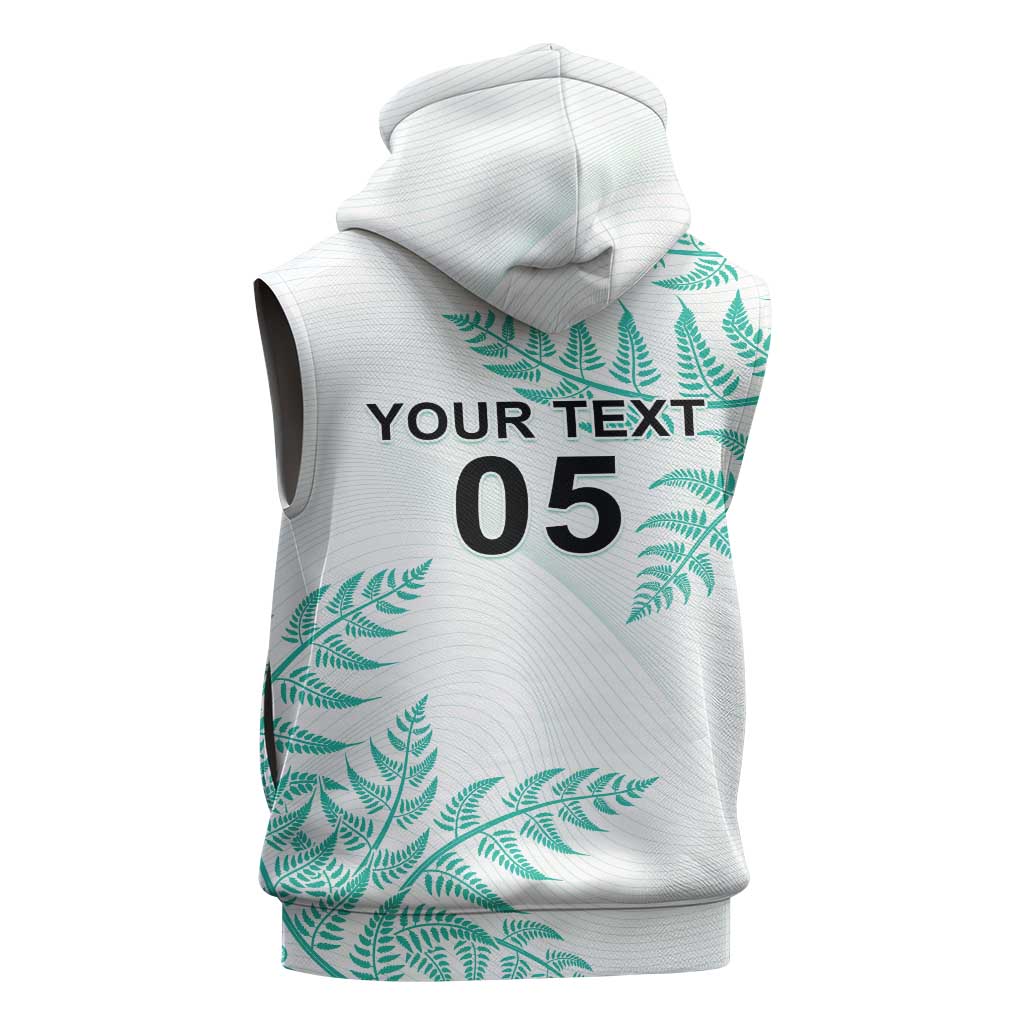 Custom New Zealand Football Sleeveless Hoodie Aotearoa Pride Aqua Version LT05 - Polynesian Pride