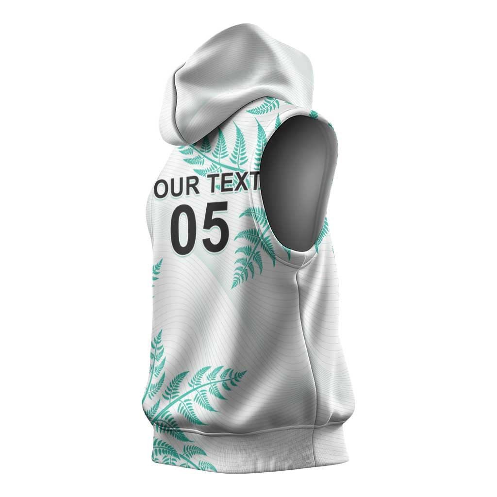 Custom New Zealand Football Sleeveless Hoodie Aotearoa Pride Aqua Version LT05 - Polynesian Pride
