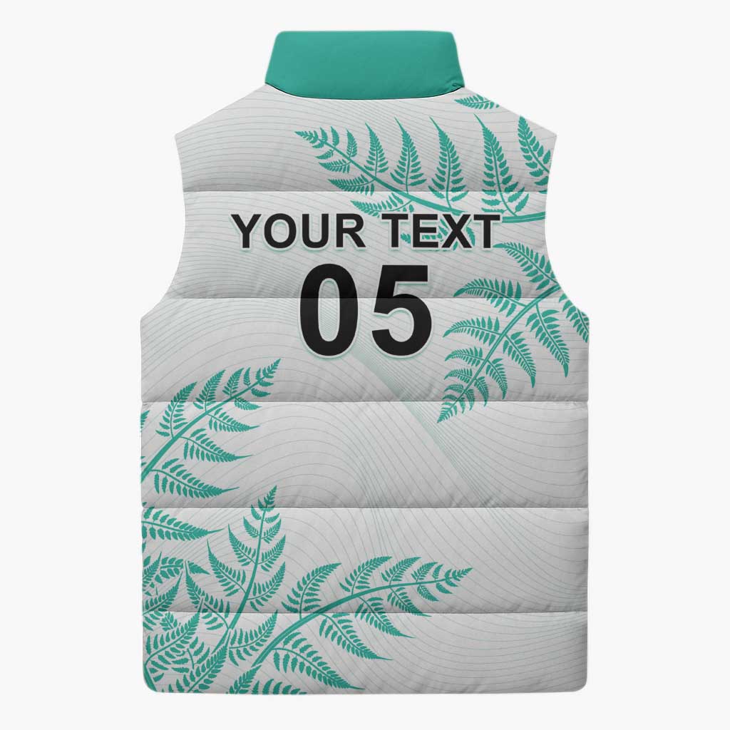 Custom New Zealand Football Sleeveless Puffer Jacket Aotearoa Pride Aqua Version LT05 - Polynesian Pride