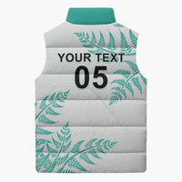 Custom New Zealand Football Sleeveless Puffer Jacket Aotearoa Pride Aqua Version LT05 - Polynesian Pride