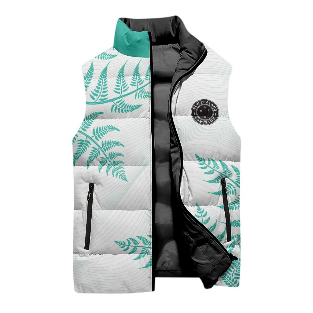 Custom New Zealand Football Sleeveless Puffer Jacket Aotearoa Pride Aqua Version LT05 - Polynesian Pride