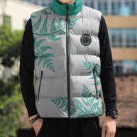 Custom New Zealand Football Sleeveless Puffer Jacket Aotearoa Pride Aqua Version LT05 - Polynesian Pride