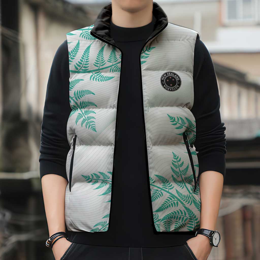 Custom New Zealand Football Sleeveless Puffer Jacket Aotearoa Pride Aqua Version LT05 - Polynesian Pride