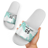 Custom New Zealand Football Slide Sandals Aotearoa Pride Aqua Version LT05 - Polynesian Pride