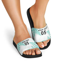 Custom New Zealand Football Slide Sandals Aotearoa Pride Aqua Version LT05 - Polynesian Pride